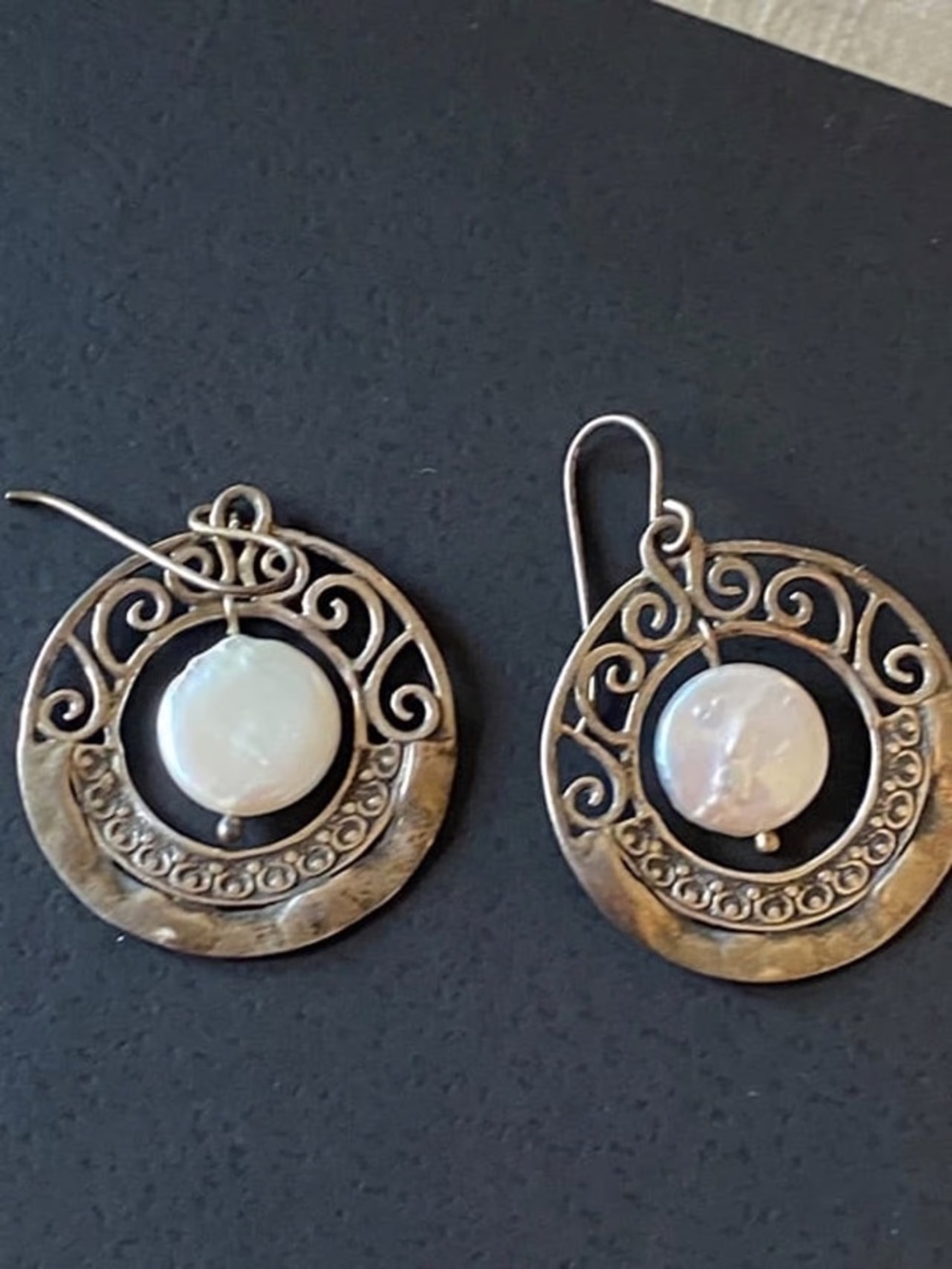 925 Sterling Silver Earrings with Cultured FWP - Gorgeous Swirl Design - NWOT